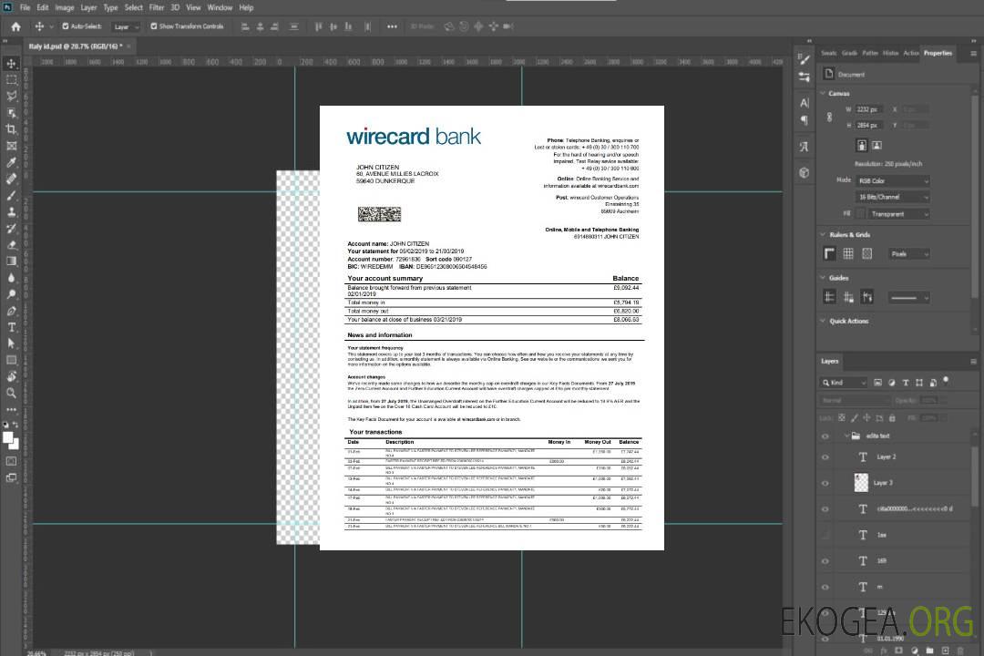 Allemagne Relevé bancaire Aschheim Wirecard template Allemagne Relevé bancaire Aschheim Wirecard template